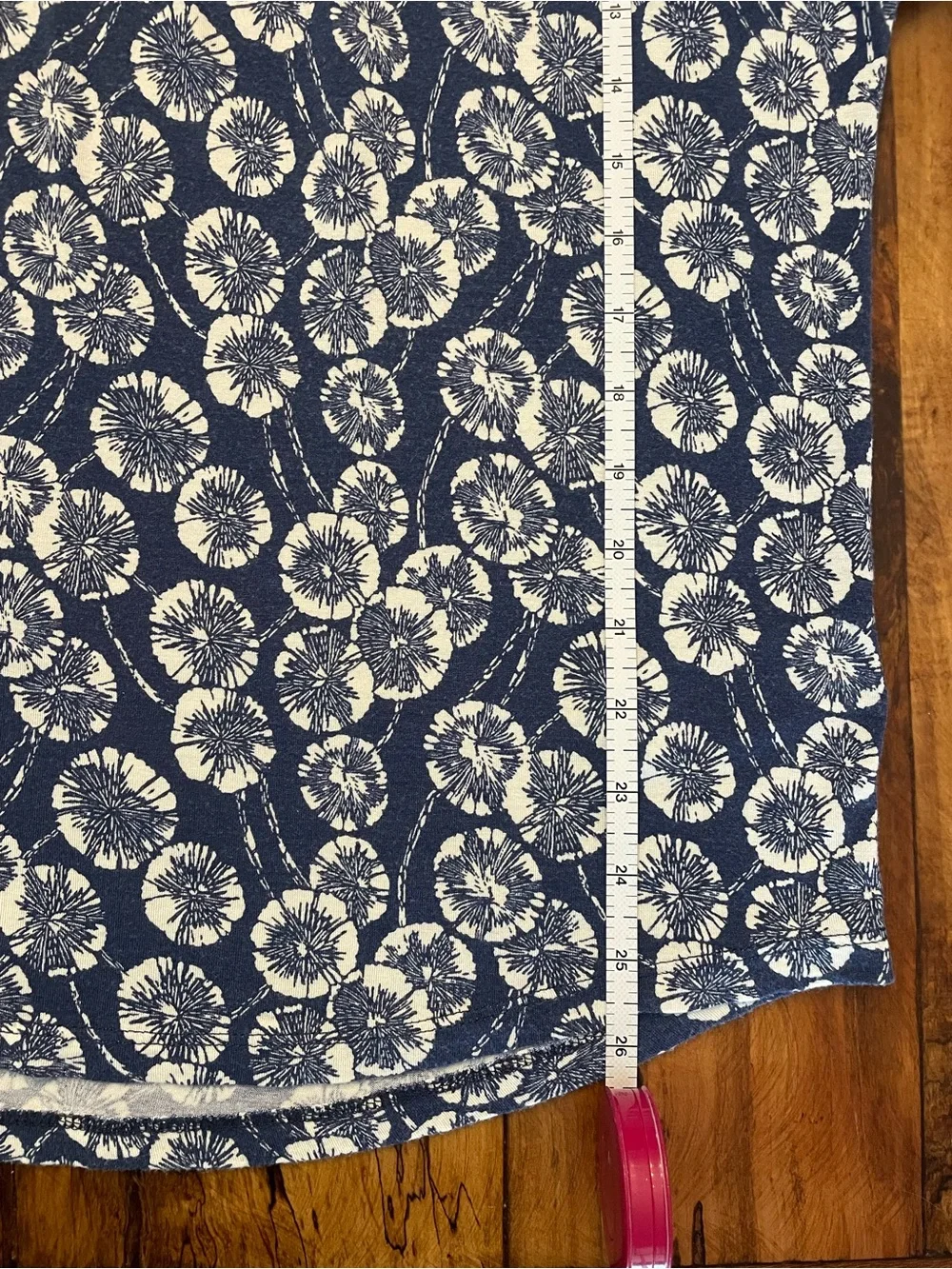 Boden Indigo Blue Floral Puff-Sleeve Knit Jersey Women's Top